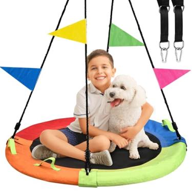 Imagem de HeyZoo Tree Swing, Saucer Flying Swing 40 Inch for Kids, 900lbs Weight Capacity, with Adjustable Hanging Straps, Swing Sets for Backyard, for Indoor and Outdoor Playground, Multicolor