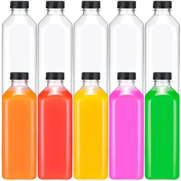 Imagem de Didaey 10 garrafas de suco de plástico de 1,5 l com tampas a granel, garrafas de suco vazias transparentes com tampas, recipientes de bebidas reutilizáveis para freezer, geladeira, leite, vitaminas