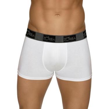 Imagem de Cueca Boxer Zorba 717 Algodão Forro Frontal Cós Elástico, Branco, GG