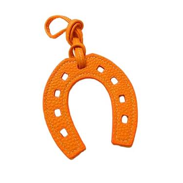 Imagem de VITITRAN Berloque chaveiro ferradura de couro – Acessório unissex dourado para bolsas, bolsas de mão – Amuleto da sorte estilo ocidental, chaveiro para homens e mulheres, pingente de bolsa de couro