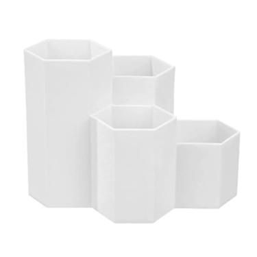 Imagem de Porta-lápis multifuncional, porta-canetas hexagonal, plástico, multifuncional, organizador de armazenamento de pincéis para mesa, branco para cozinha doméstica