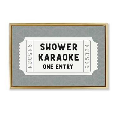 Imagem de Stupell Industries Duche Singing Ticket Stub Gold Framed Floater Canvas Wall Art Design por Lettered and Lined, 21 x 31