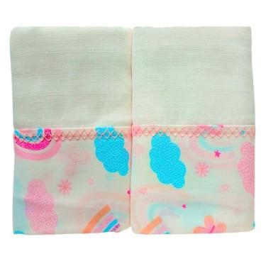 Imagem de Toalha fralda bebe maternidade amamentação pano de ombro e Banho 100% algodão 2 un menina menino (Nuvem Rosa)