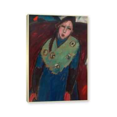 Imagem de NHLDZYH Moldura champanhe. Alexej von Jawlensky, impressão clássica, (menina com xaile verde), decoração de parede para cozinha, quarto. 30x45cm