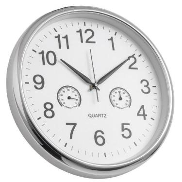 Imagem de Relógio de Parede Termômetro e Higrômetro Decorativo Prata - Yeet