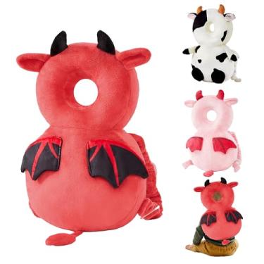 Imagem de Mochila protetora de cabeça de bebê para crianças, macia, ajustável e leve para caminhar e engatinhar com segurança, meninas e meninos (diabo vermelho)