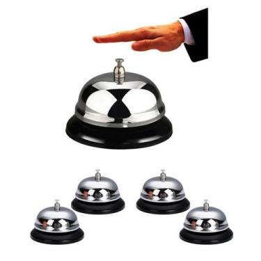 Imagem de Kit 4 Campainha Sino de Mesa Metal Recepção Cozinha Hotel - Losan