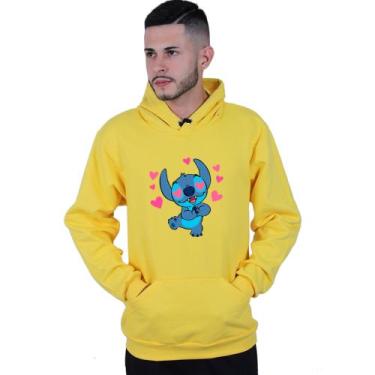Imagem de Moletom Unissex Canguru Lilo Stitch Coração - Lafre, Amarelo, P