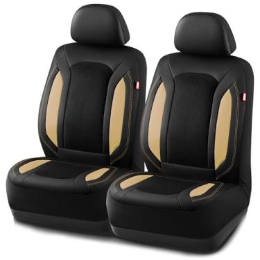 Imagem de Rubbermaid Capas de assento de carro de malha de couro, capa de assento frontal de malha de ar respirável, design de encaixe universal, compatível com airbag, protetor de assento automotivo para a