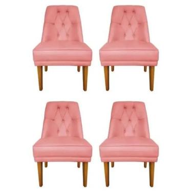 Imagem de Kit 4 Cadeiras Para Sala De Jantar Escritório Estofada Berlim Retro Su