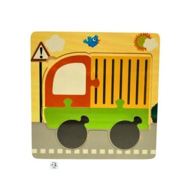 Imagem de Quebra Cabeca MDF Mini 6 Pecas Toymix Caminhao 15x15x0,3cm Brinquedo E