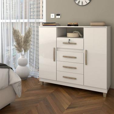 Imagem de Cômoda Reducio 2 Portas 4 Gavetas Branco - Panorama Móveis