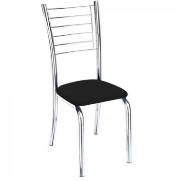 Imagem de Cadeira Lara Cromada Para Cozinha material sintético Preto - GAT MAGAZ