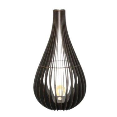 Imagem de Abajur Grande De Chão Tulipa Mdf Luminária - Preto - LENOBRE