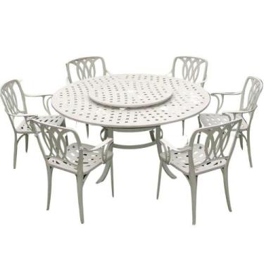 Imagem de Conjunto De Jardim Com Mesa Giratória E 6 Cadeiras Modelo Fênix Branco