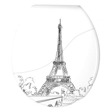 Imagem de Assento Sanitário Almofadado Bellart Decorado Paris Com Dimensão De 449 x 385 x 41 mm Branco Durín