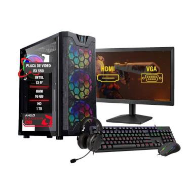 Imagem de Pc Gamer Completo I3 9 16Gb Rx550 4Gb Hd 1Tb Ssd 240Gb