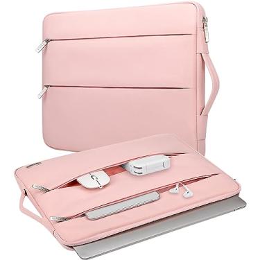Imagem de V Voova Capa para laptop feminina de 15,6 polegadas, capa fina para computador com alça compatível com MacBook Pro 15/16, Dell XPS 15,15-16 polegadas HP Asus Acer Lenovo, laptop, Sakura Pink