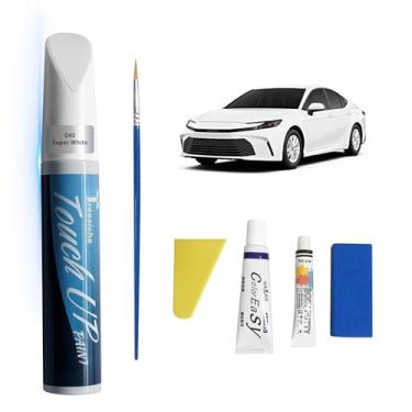 Imagem de Treesiche Tinta de retoque super branca 040 para Toyota Exact Match, tinta de retoque 2 em 1 para reparo de arranhões, removedor de arranhões de carro para arranhões profundos