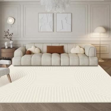 Imagem de Tapete decorativo para sala de estar, grande, grosso, lavável, para sala de estar, macio, de pelúcia, estilo creme, para quarto (200x250 cm/I)