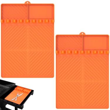 Imagem de Capa de silicone resistente ao calor, espátula, tapete de silicone de grau alimentício, acessórios para churrasqueira, prateleira lateral, suporte de utensílios para churrasco, balcão de churrasqueira