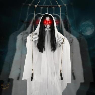Imagem de Decoração de Halloween Odotoino 190 cm Swinging Girl Light Sound