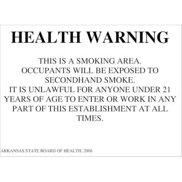 Imagem de Zing Placa de plástico reciclado Green Products 2847 "Health Warning This is a Smoking Area", Arkansas, 35,5 cm de comprimento, 25,4 cm de largura