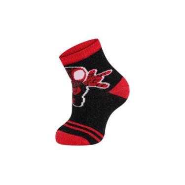 Imagem de Meia Infantil Menino Lupo 02010 Marvel Bm Spidey, Vermelho, Preto, 16/