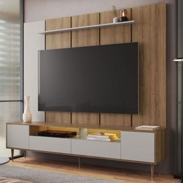 Imagem de Rack com Painel para TV Até 75 Polegadas Rotterdam 2 Portas 2 Gavetas com Led Arenas - Art In Móveis