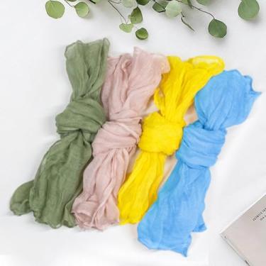 Imagem de MAONAME Conjunto de 12 guardanapos de pano de Páscoa, pano de gaze boho de cor mista, guardanapo de algodão decorativo lavável para chá de bebê, chá de panela, 50 x 50 cm