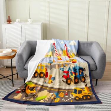 Imagem de Erosebridal Cobertor de lã de escavadeira para crianças, adolescentes e adultos, cobertor de caminhão de construção, solteiro, 152 x 203 cm, decoração de sofá de sofá, cobertor de cama de veículos de