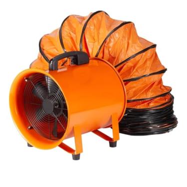 Imagem de HYZHANHONG Ventilador portátil utilitário de 8 polegadas, 120 W, ventilador de alta velocidade com mangueira de duto de 5 m, ventilador industrial para exaustão em casa