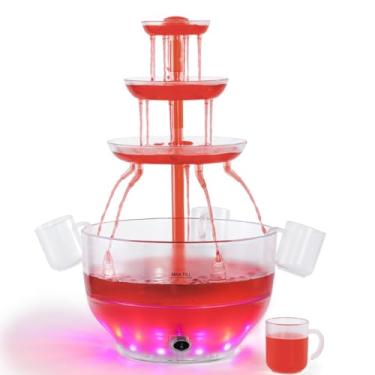 Imagem de Kusini Fonte de bebida para festas – 4 litros, tigela de 3 níveis, torre de champanhe, base de LED, 4 copos reutilizáveis – máquina de torre de bebida para refrigerante, suco, mimosa, fonte Pani Puri