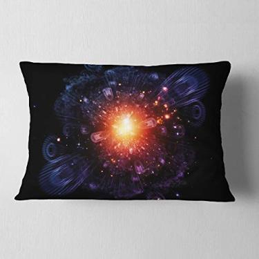 Imagem de Designart Almofada abstrata com engrenagens fractais e luzes de flores para sala de estar, sofá, enchimento de almofada + capa de almofada impressa em ambos os lados 30,5 x 50,8 cm