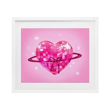 Imagem de Stupell Industries Disco Heart Planet Rings Impressão emoldurada branca sob vidro, design por Stephanie Sanchez, 17 x 21