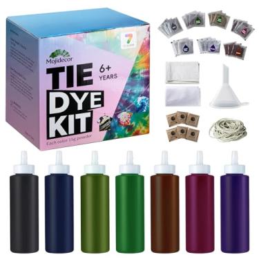 Imagem de Kit tie dye – Kit de 7 tons escuros para adultos e crianças, 21 pacotes de tinta de tecido, garrafas, luvas, elásticos de borracha – Tintura permanente para roupas para artesanato tie-dye DIY, artigos