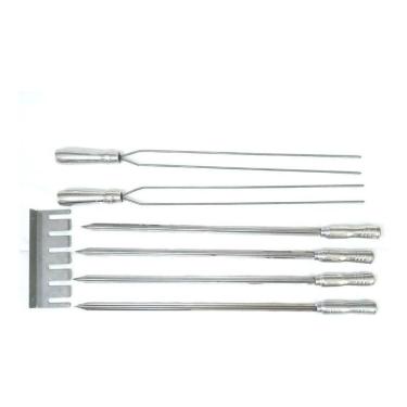 Imagem de Conjunto 6 espetos churrasco com 70cm lamina e porta espeto