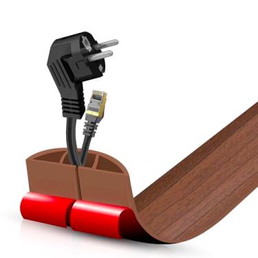 Imagem de Capa de cabo de piso autoadesiva, gerenciamento de cabos de 9 m, protetor de faixa de extensão para fios, evita viagens de cabos para escritórios, academias, exposições, cavidade: 1,2 cm (L) x 0,35 (A