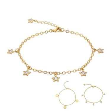 Imagem de Pulseira Feminina Semijoia Banhada a Ouro 18k Pingentes - Bela Sol Ace