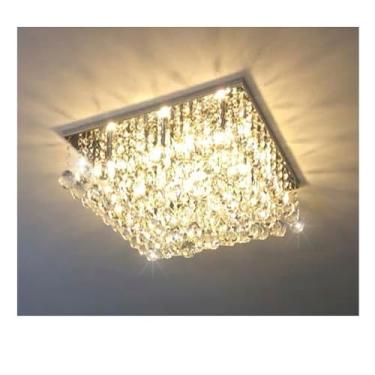Imagem de Lustre Para Sala De Cristal Legí­timo K9 Base Inox 45x45 Cm