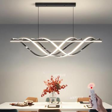 Imagem de Luminária pendente LED regulável para mesa de jantar, luminárias modernas para jantar, luminária pendente LED de 78 W com altura ajustável para mesa de jantar, sala de jantar, cozinha com co