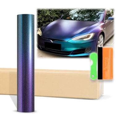 Imagem de Kit de ferramentas EZAUTOWRAP livre de ouro roxo camaleão fibra de carbono carro vinil adesivo decalque folha liberação de ar bolha livre descascar e colar autoadesivoEZAUTOWRAP 12"X60" (1FT X 5FT) EZ-VAR-ALL-CHAMELEON-MM-TEAL-12"X60"