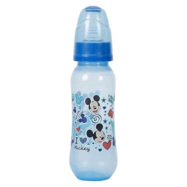 Imagem de BabyGo - Mamadeira Bico Macio com Tampa Higiênica Azul Mickey 240ml - Disney - Silicone Livre de BPA - Ideal para Bebês a Partir de 6 Meses