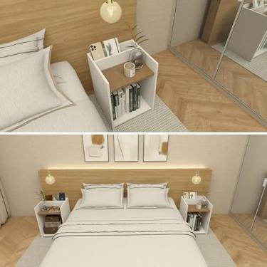 Imagem de Mesa Cabeceira Bide Lateral Moderno Branca Retro Cama Criado