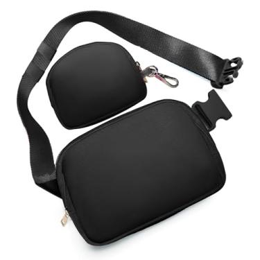 Imagem de Presentes de aniversário para meninas de 4, 5, 6, 7, 8, 9, 10, 11, 12 e 13 anos, pochete com aplique de letra inicial para mulheres, meninas e adolescentes, Preto, Medium, Preto