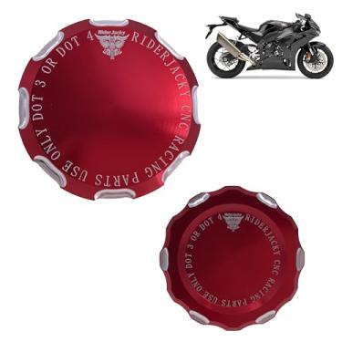 Imagem de Riderjacky Compatível com tampa do reservatório de fluido de freio dianteiro traseiro da motocicleta Honda CBR1000RR CBR 1000RR CBR1000 RR de 2008 a 2020 2012 2013 2014 2015 2016 2017 2018 2019