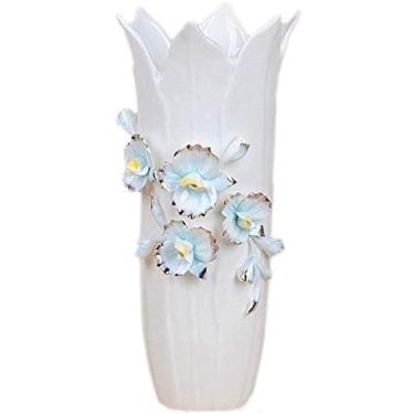 Imagem de Vaso de cerâmica feito à mão porcelana arranjo de flores jardim lindo padrão decoração de casa ornamentos equipe de atendimento ao cliente para flores (tamanho: A) (tamanho: B)