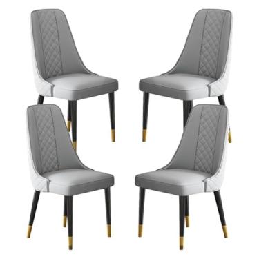 Imagem de ZYHSIJOBAS Conjunto de 4 cadeiras de jantar de cozinha, cadeiras de jantar, cadeiras de madeira, sala de estar, sala de estar, balcão, moderno, couro Napa, encosto alto, acolchoado e macio, cadeiras