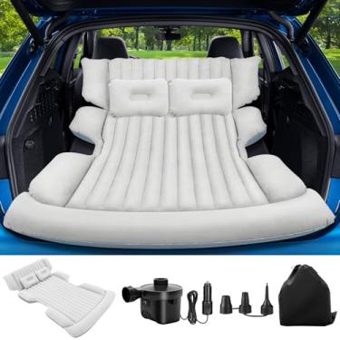 Imagem de Colchão de ar SUV Colchões de ar para acampamento Cama de acampamento para viagem com 2 travesseiros e bomba de ar Colchão portátil para dormir fácil de inflar flocagem e superfície de PVC colchão de