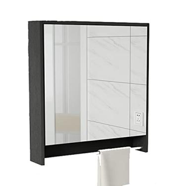 Imagem de Armário com espelho armário de parede pendurado tipo parede armário pendurado armário com prateleiras armário de armazenamento adequado para banheiro e cozinha (cor: marrom tamanho: 100 cm/39,3